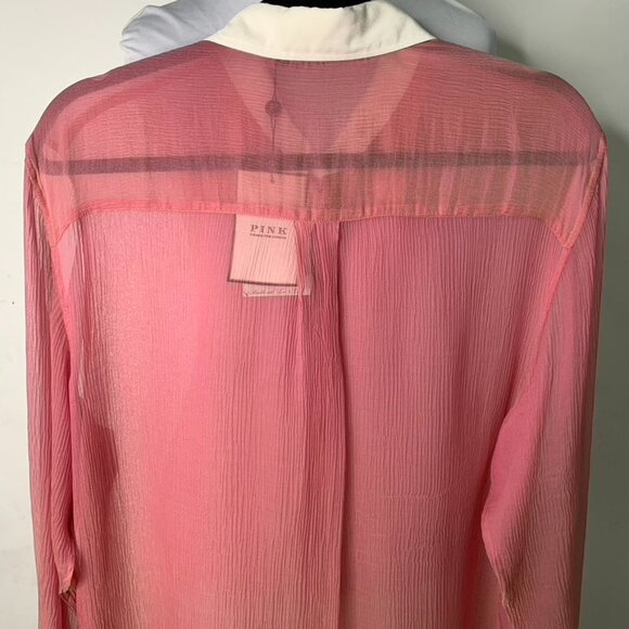 New PINK Women's Darcy Winchester 100% Silk Long Sleeve Button Down Shirt Large - Picture 8 of 11